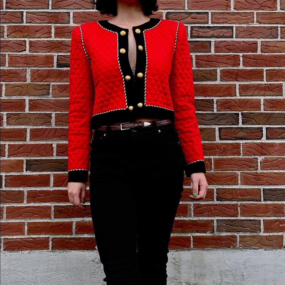 Quilted Military Jacket with Gold Buttons